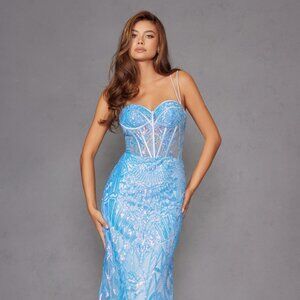 NEW FORMAL SLEEVELESS SHEATH PROM DRESS W/ DAZZLING SEQUINS EMBROIDERY JT2886C